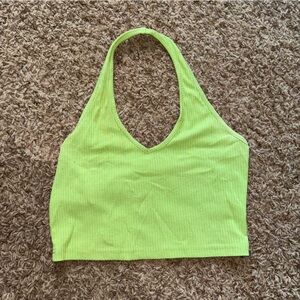 SHEIN | Lime Green Ribbed Halter Top